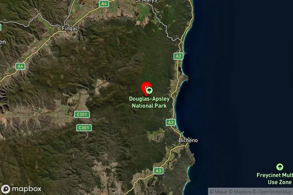 Douglas Apsley,Tasmania Satellite Map