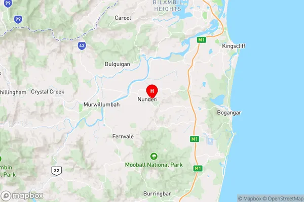 Nunderi,New South Wales Area Map