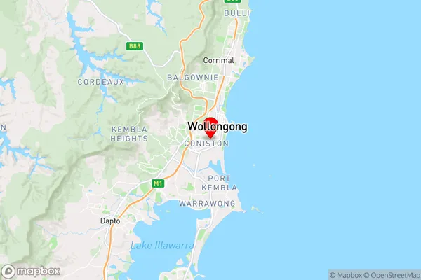 Wollongong Dc,New South Wales Area Map