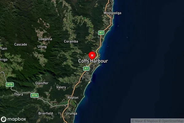 Coffs Harbour Dc,New South Wales Satellite Map