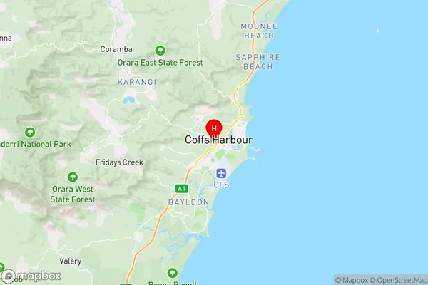 Coffs Harbour Dc,New South Wales Area Map