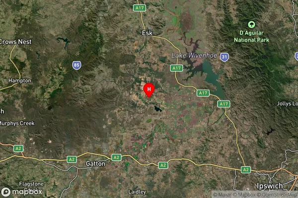 Lake Wivenhoe,Queensland Satellite Map