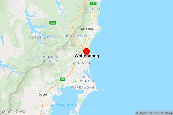 Wollongong,New South Wales Area Map