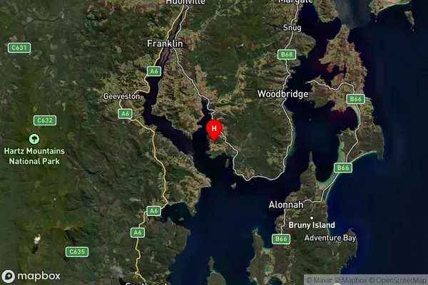 Huon Island,Tasmania Satellite Map