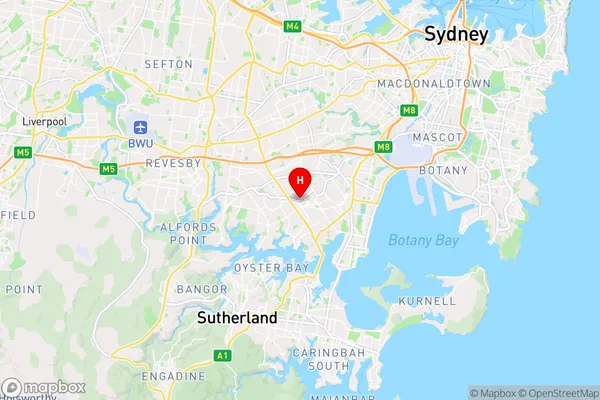 Hurstville Bc,New South Wales Area Map