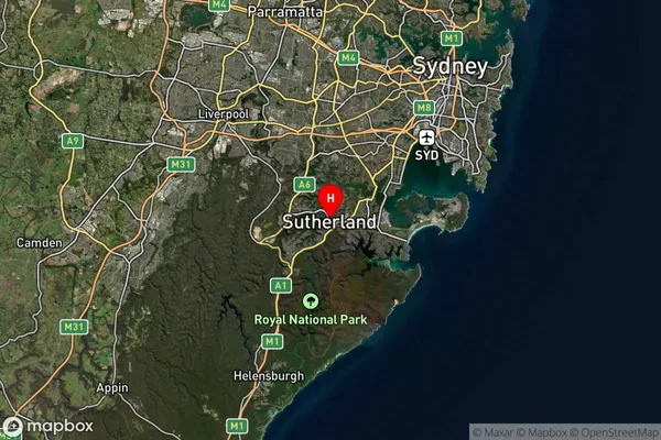 Sutherland,New South Wales Satellite Map