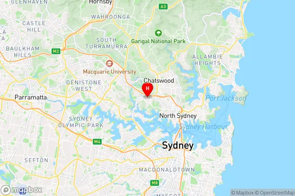 Lane Cove Dc,New South Wales Area Map