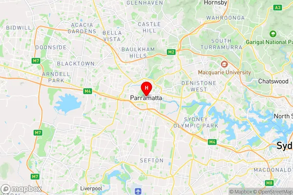 Parramatta,New South Wales Area Map