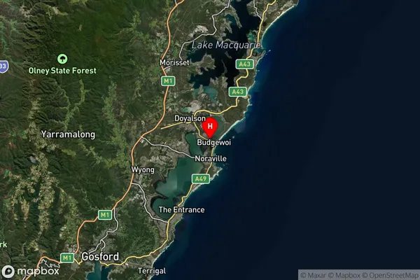 Budgewoi,New South Wales Satellite Map