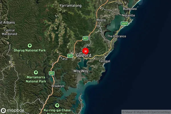 East Gosford,New South Wales Satellite Map