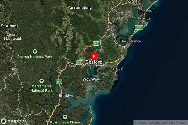 Gosford,New South Wales Satellite Map