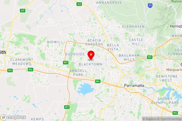 Blacktown,New South Wales Area Map