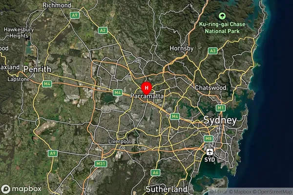 Parramatta Westfield,New South Wales Satellite Map