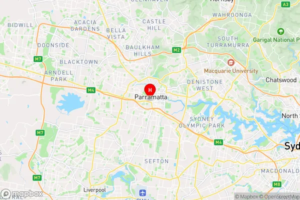 Parramatta Westfield,New South Wales Area Map