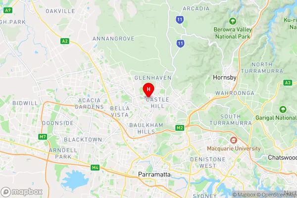 Castle Hill,New South Wales Area Map