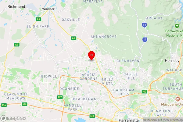 Kellyville Ridge,New South Wales Area Map