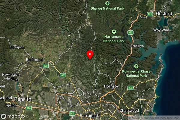 Glenorie,New South Wales Satellite Map