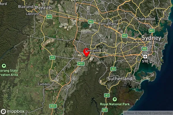 Casula Mall,New South Wales Satellite Map