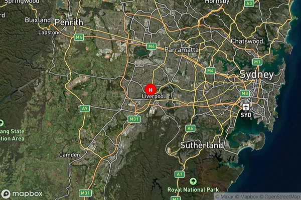 Liverpool,New South Wales Satellite Map