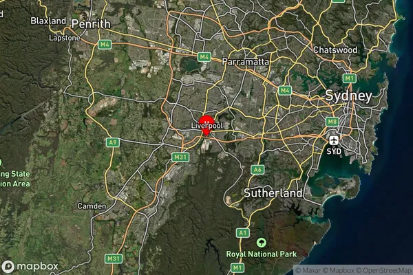 Moorebank,New South Wales Satellite Map