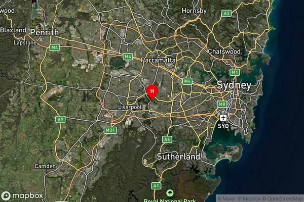 Georges Hall,New South Wales Satellite Map