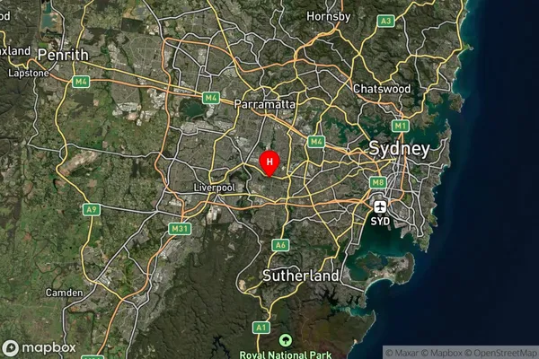 Yagoona West,New South Wales Satellite Map