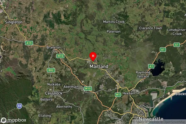 Rutherford,New South Wales Satellite Map