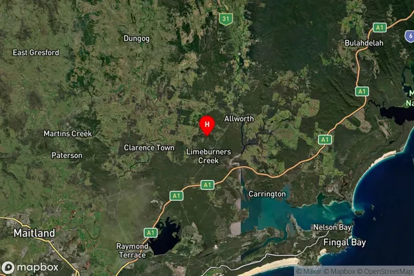 Limeburners Creek,New South Wales Satellite Map