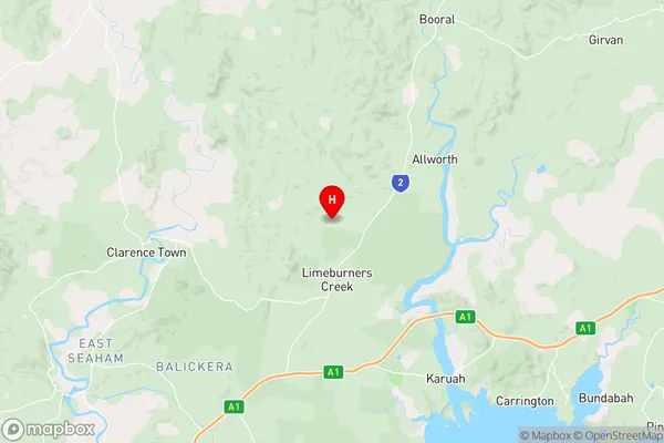 Limeburners Creek,New South Wales Area Map