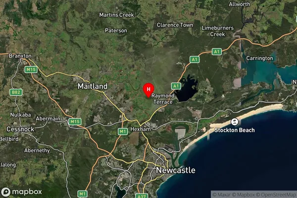 Millers Forest,New South Wales Satellite Map