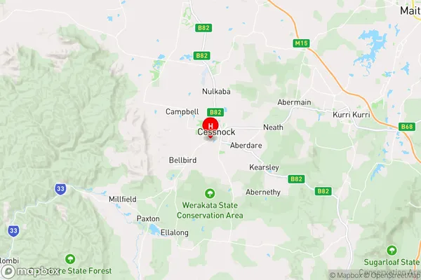 Cessnock West,New South Wales Area Map