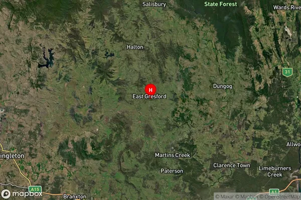 East Gresford,New South Wales Satellite Map