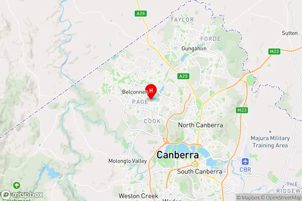 Belconnen Dc,Australian Capital Territory Area Map