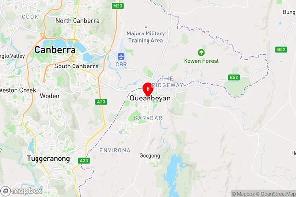 Queanbeyan,New South Wales Area Map