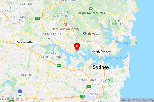 Hunters Hill West,New South Wales Area Map