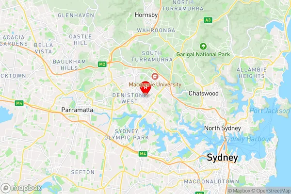 Denistone East,New South Wales Area Map