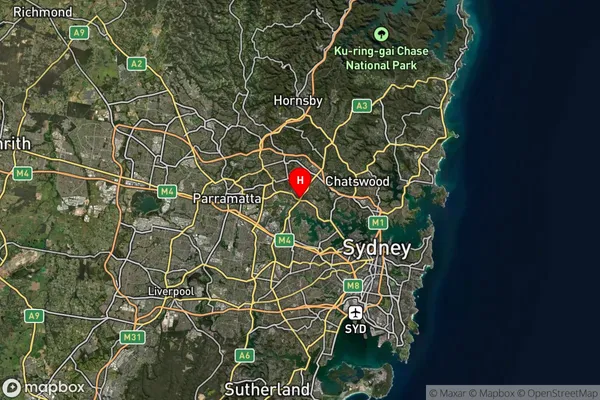 Ryde,New South Wales Satellite Map