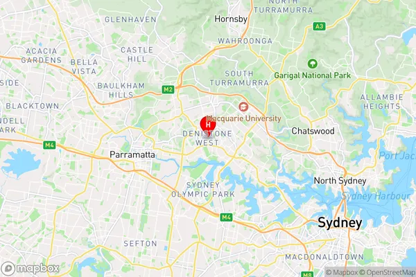 Denistone West,New South Wales Area Map