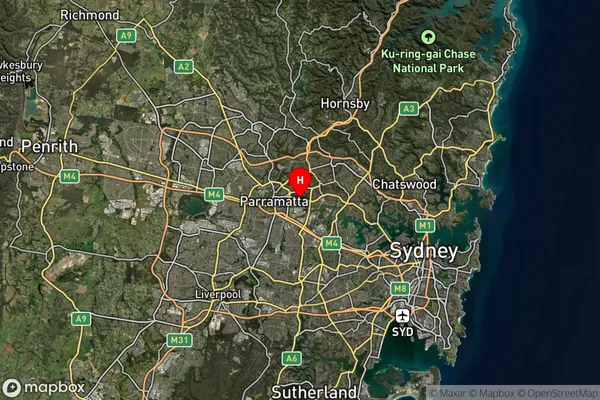 Rydalmere,New South Wales Satellite Map