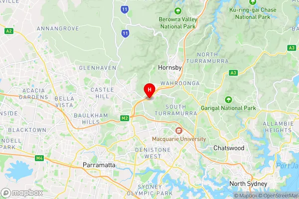 Pennant Hills,New South Wales Area Map