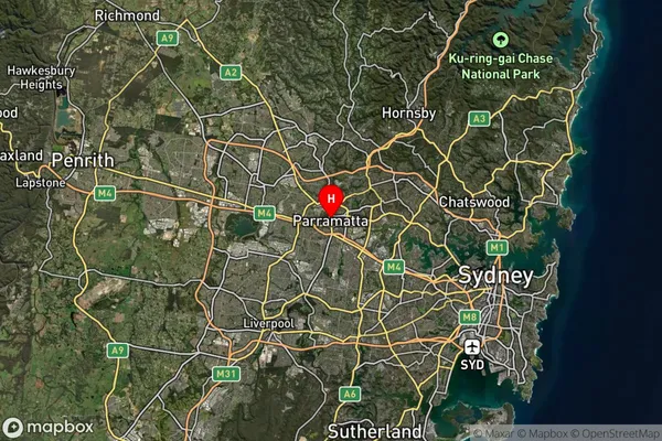 Parramatta,New South Wales Satellite Map