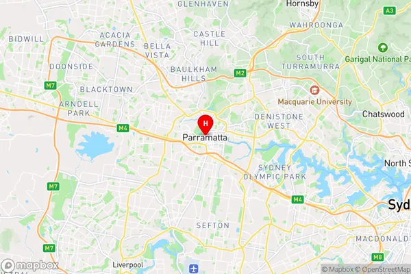 Parramatta,New South Wales Area Map