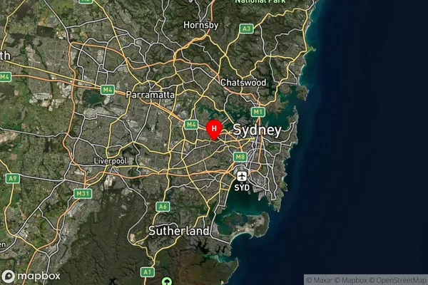 Ashfield,New South Wales Satellite Map