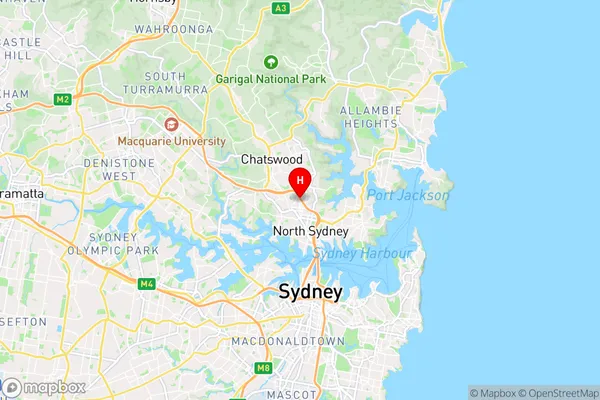 Naremburn,New South Wales Area Map