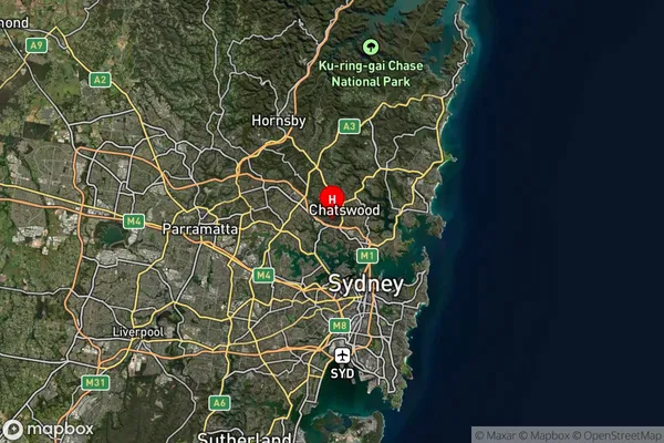 Lane Cove North,New South Wales Satellite Map