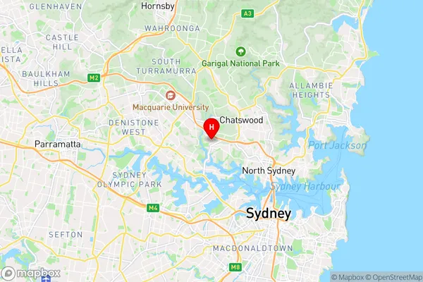 Lane Cove West,New South Wales Area Map