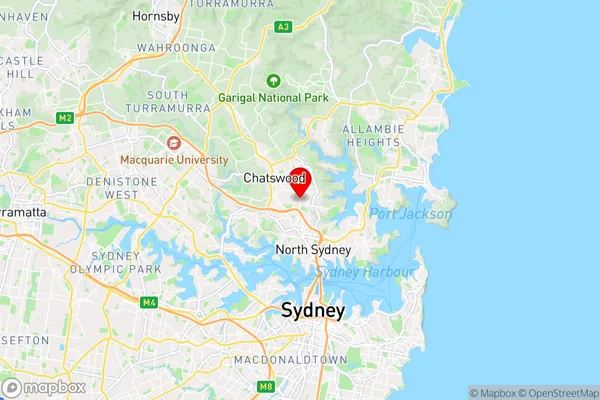 Willoughby,New South Wales Area Map