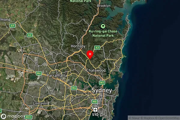 Gordon,New South Wales Satellite Map