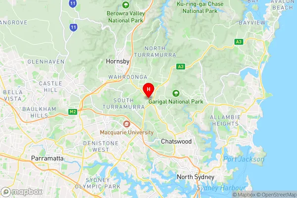 Pymble,New South Wales Area Map