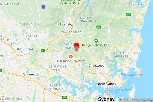 West Pymble,New South Wales Area Map